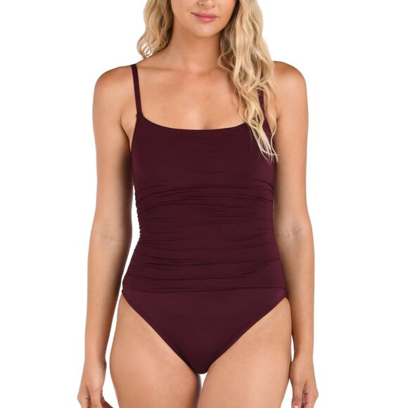 NWT La Blanca Island Goddess Lingerie One Piece - Dark Cherry  size-8 - Picture 1 of 9